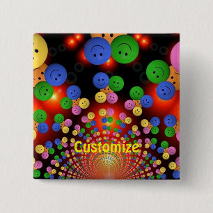 Colorful Happy Face Spiral Button