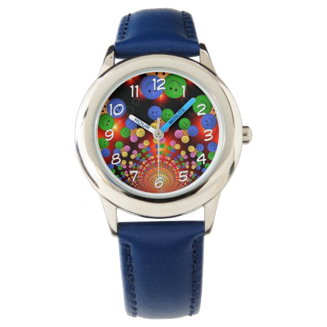 Colorful Happy Face Spiral Kids Wrist Watch (Front)