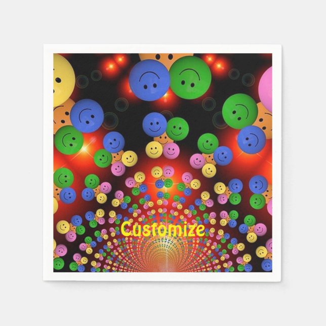 Colorful Happy Face Spiral Napkins (Front)