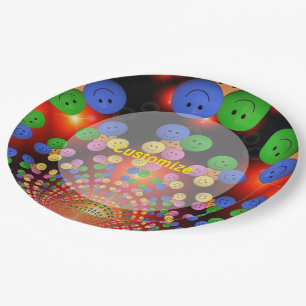 Colorful Happy Face Spiral Paper Plates