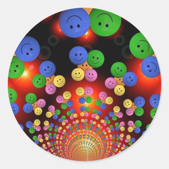 Colorful Happy Face Spiral Stickers (Front)