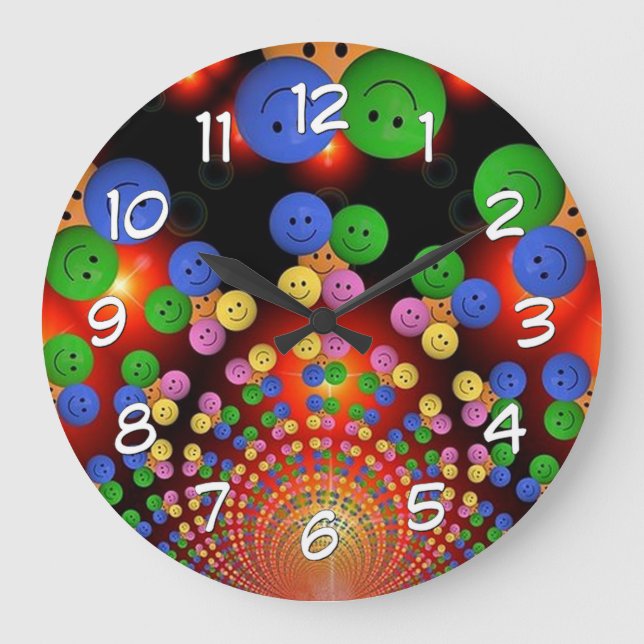 Colorful Happy Face Spiral Wall Clock (Front)