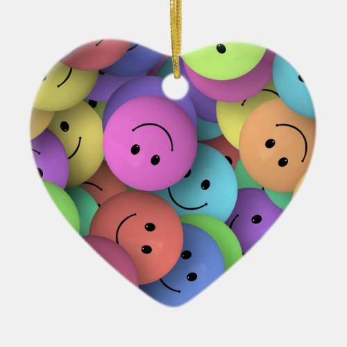 Colorful Happy Faces Emoji Art Ceramic Ornament