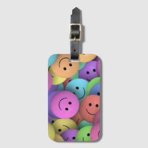 Colorful Happy Faces Emoji Art Luggage Tag