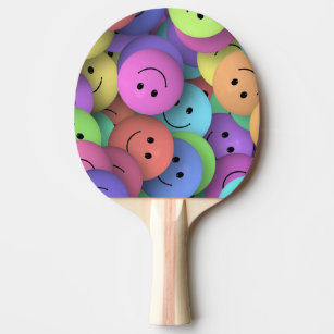 Colorful Happy Faces Emoji Ping Pong Paddle