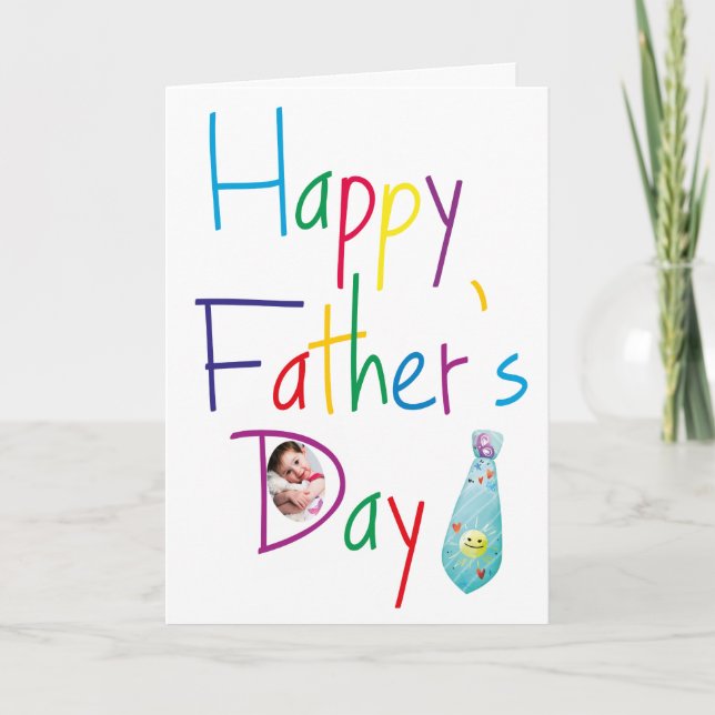 Colorful Happy Father's Day Photo Card (Front)
