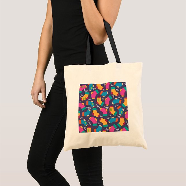 Colorful Happy Feet Socks Pattern Tote Bag (Creator Uploaded)