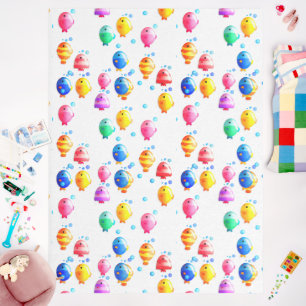 Colorful Happy Fish with Bubbles   Outdoor Rug