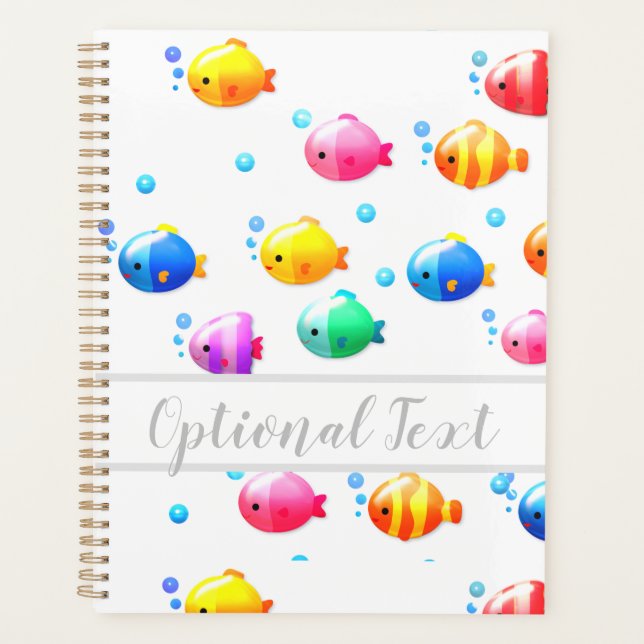 Colorful Happy Fish with Bubbles   Planner (Front)