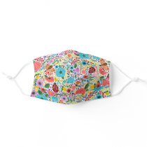 Colorful Happy Floral Pattern Cute Wild Flowers Adult Cloth Face Mask