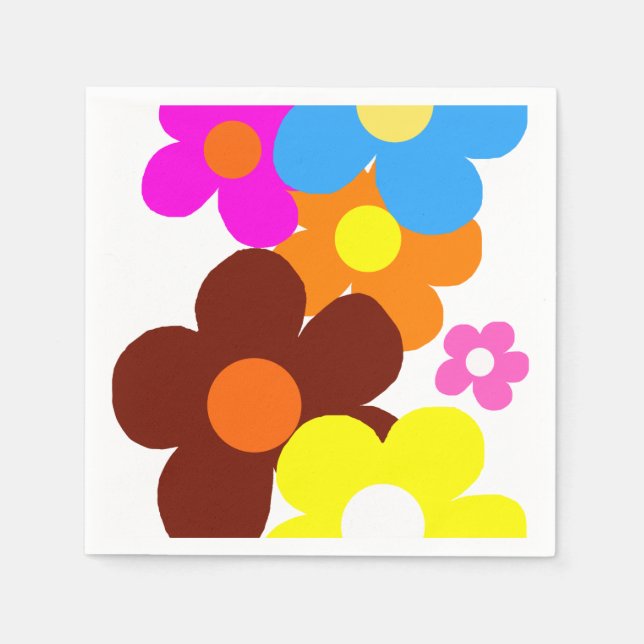 Colorful Happy Flowers Napkins (Front)