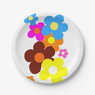 Colorful Happy Flowers Paper Plates