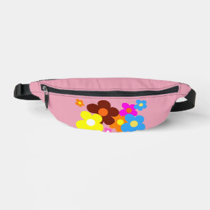 Colorful Happy Flowers Pastel Pink Fanny Pack