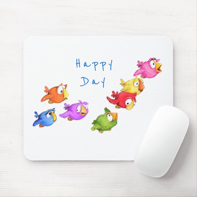 Colorful Happy Flying Birds Mouse Pad (With Mouse)