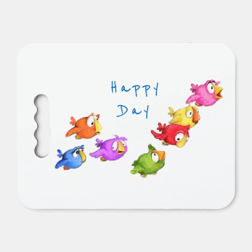 Colorful Happy Flying Birds Seat Cushion Sparrows 