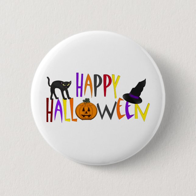 Colorful Happy Halloween Button (Front)