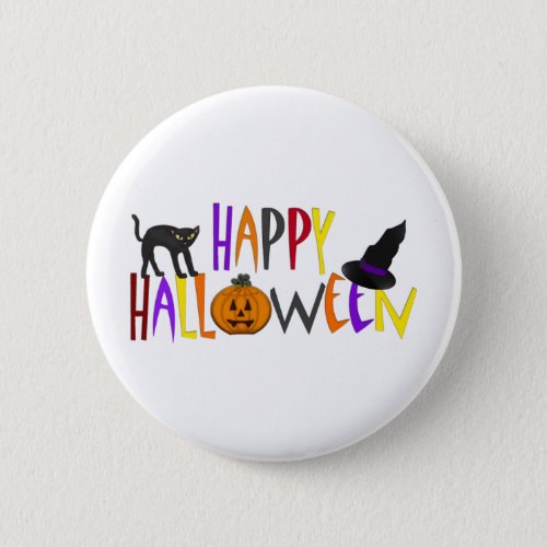 Colorful Happy Halloween Button