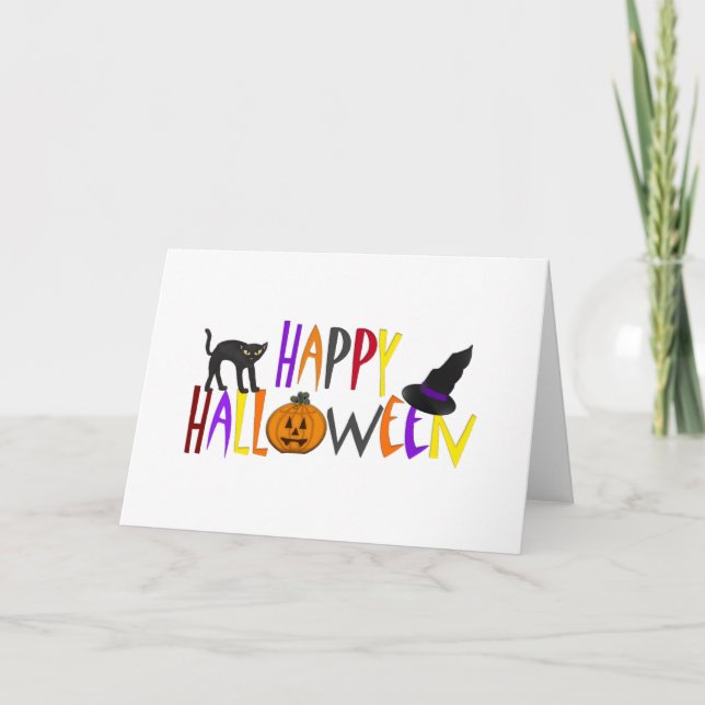 Colorful Happy Halloween Holiday Card (Front)