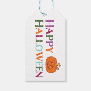Colorful Happy Halloween Pumpkin Candy Tags