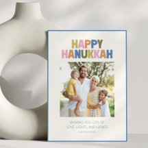 Colorful Happy Hanukkah Family Photo Typography