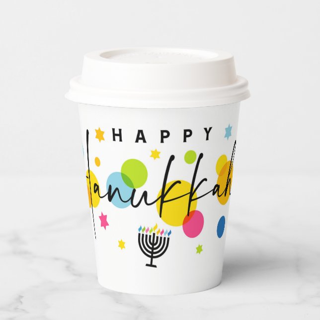 Colorful Happy Hanukkah  Paper Cups (Left)