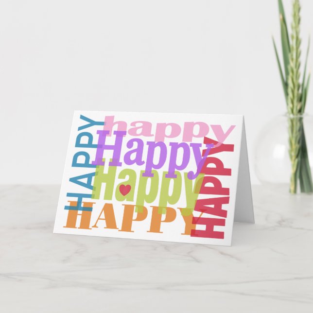 Colorful Happy Happy Heart Anniversary Card (Front)