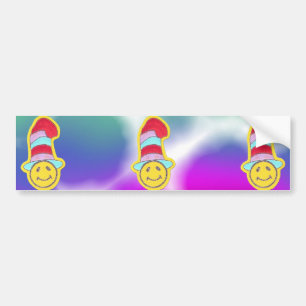 Colorful Happy Hippie Face Bumper Sticker