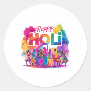 Colorful Happy Holi Festival Celebration India Par Classic Round Sticker