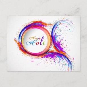 Colorful Happy Holi Paint Swirl Postcard