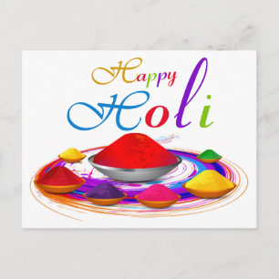 Colorful Happy Holi Powders Paint Swirl Postcard