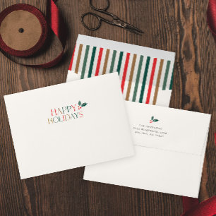 Colorful Happy Holiday Card Return Address Envelope