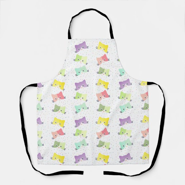 Colorful Happy Kittens Pattern Apron (Front)