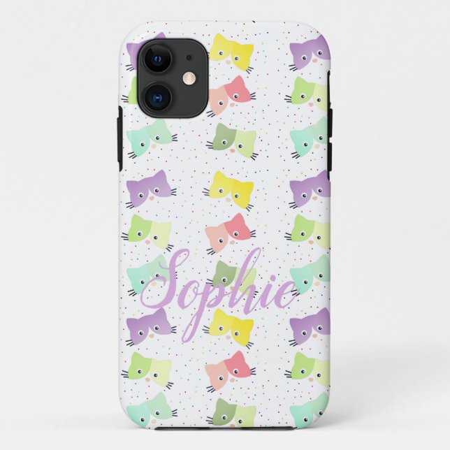 Colorful Happy Kittens Pattern  Case-Mate iPhone Case (Back)