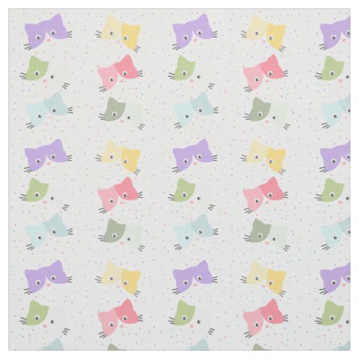 Colorful Happy KIttens Pattern Fabric