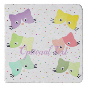Colorful Happy Kittens Pattern Trivet