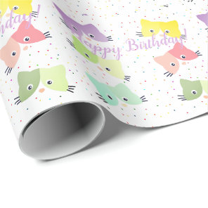 Colorful Happy Kittens Pattern  Wrapping Paper
