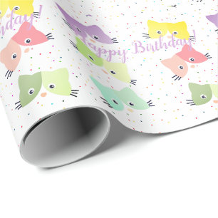 Colorful Happy Kittens Pattern Wrapping Paper