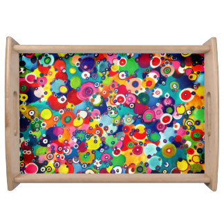 Colorful Happy Little Circles Original Artwork Serving Tray