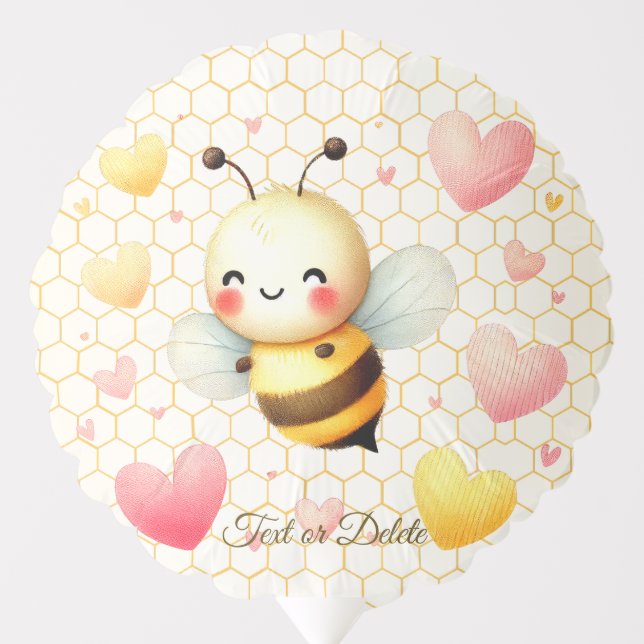 Colorful Happy Little Honey Bee Baby Shower Cute Balloon (Front)
