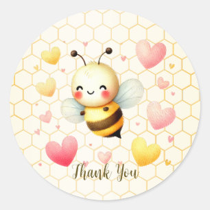 Colorful Happy Little Honey Bee Baby Shower Cute Classic Round Sticker