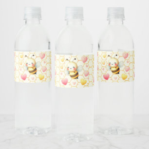 Colorful Happy Little Honey Bee Baby Shower Cute Water Bottle Label