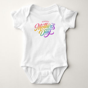 Colorful Happy Mother's Day Rainbow Calligraphy Baby Bodysuit