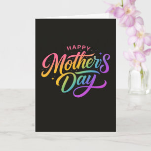 Colorful Happy Mother's Day Rainbow Calligraphy Card