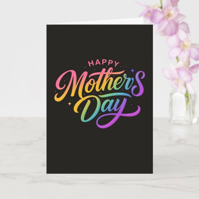 Colorful Happy Mother's Day Rainbow Calligraphy |  Card (Orchid)