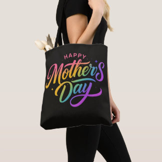 Colorful Happy Mother's Day Rainbow Calligraphy | Tote Bag