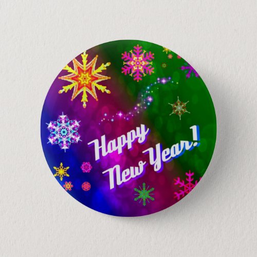 Colorful Happy New Happy Year Button