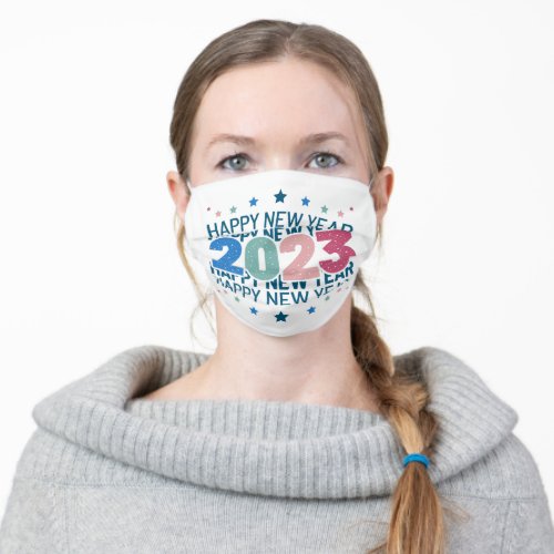 Colorful Happy New Year 2023 Adult Cloth Face Mask