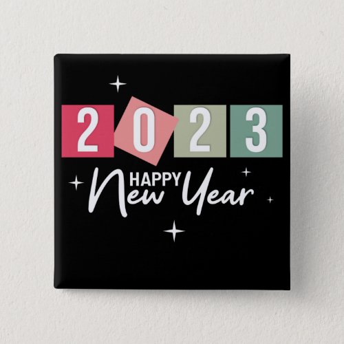 Colorful Happy New Year 2023 Button