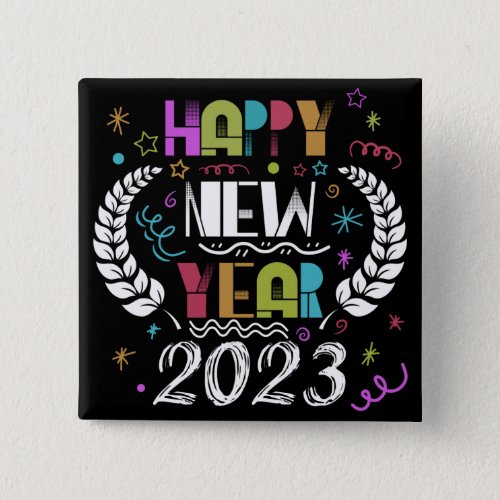 Colorful Happy New Year 2023 Decorations Button