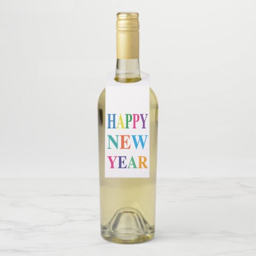 Colorful Happy New Year   Bottle Hanger Tag